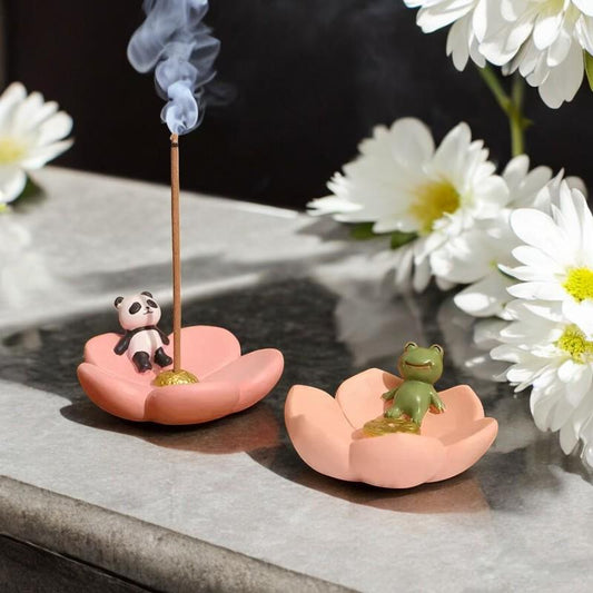 Cherry Blossom Incense Holder  Sakura Animal Stick Burner  Cute Aromatherapy Ash Catcher  Japanese-Inspired Home Decor Gift