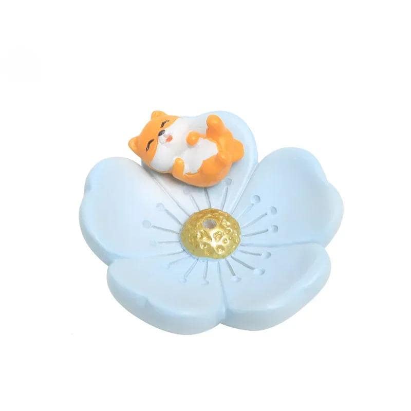 Cherry Blossom Incense Holder  Sakura Animal Stick Burner  Cute Aromatherapy Ash Catcher  Japanese-Inspired Home Decor Gift