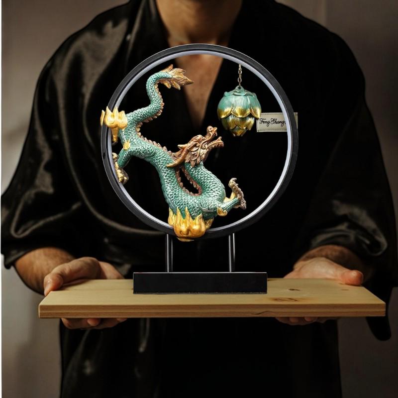 Dragon LED Lamp with Lotus Incense Burner – Mystical Home Decor | Zen Backflow Sculpture | Mood Light for Meditation or Living Room